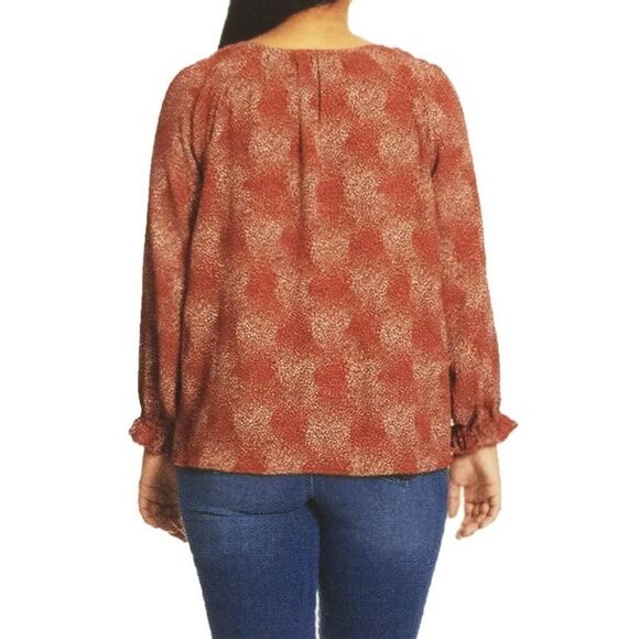 Jessica Simpson Women's Long Sleeve V-Neck Blouse Orange Size L $60 - Picture 9 of 9